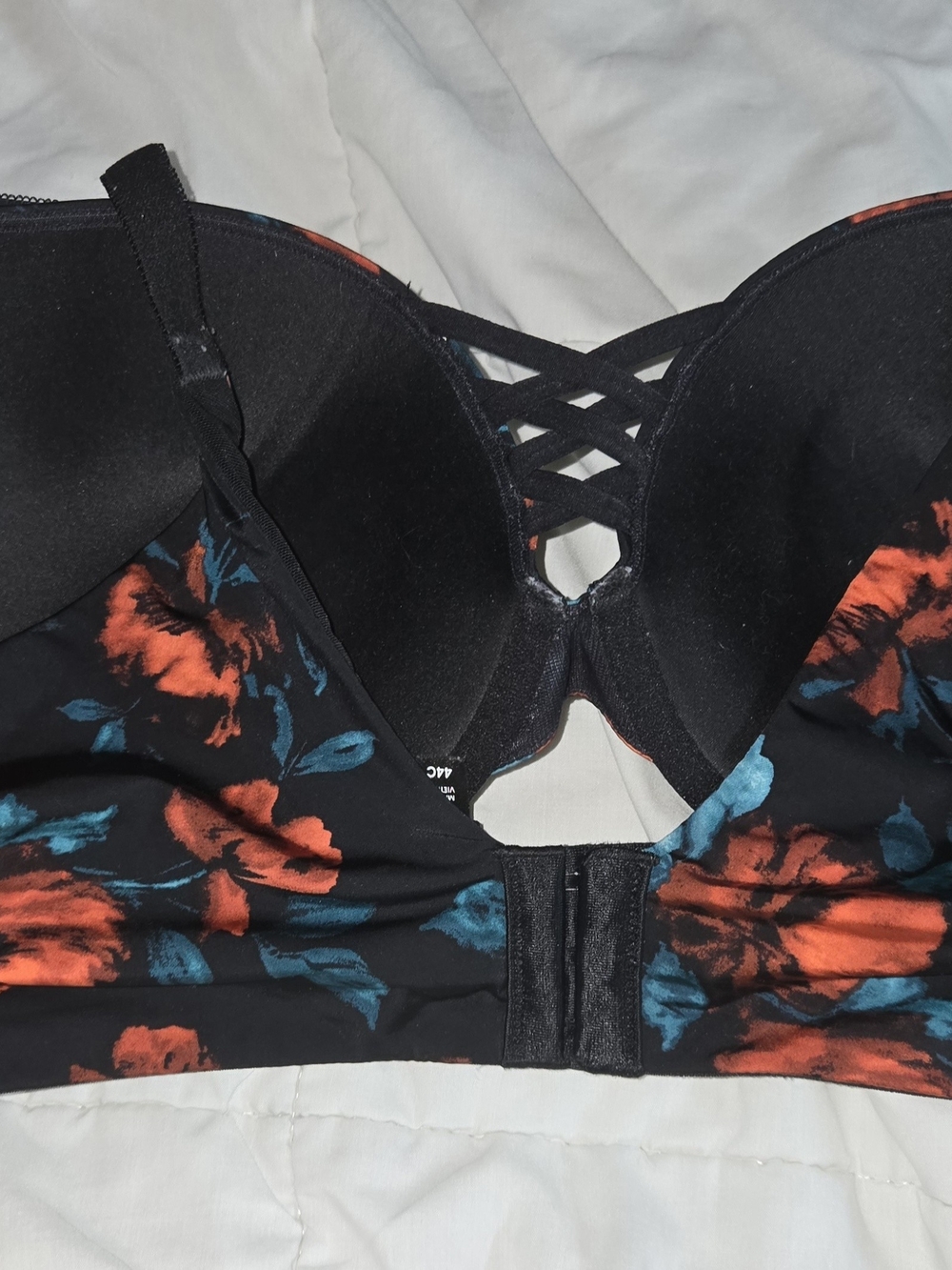 torrid Black Bra with Red Floral & Teal Leaves - Picture 4 of 5